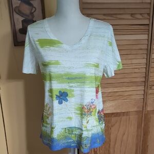 Breckenridge Multicolor Floral Short Sleeve Top S